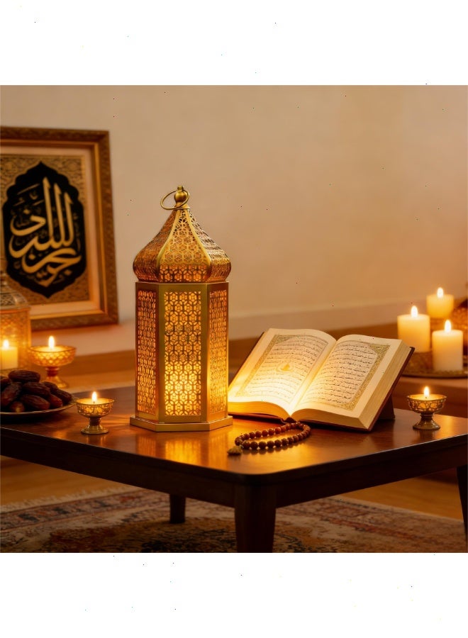 فانوس عيد مبارك رمضان، أضواء رمضان LED ذهبية – زينة رمضان مقاومة للماء تعمل بالبطارية لتزيين المنزل بأجواء دافئة - Image 4